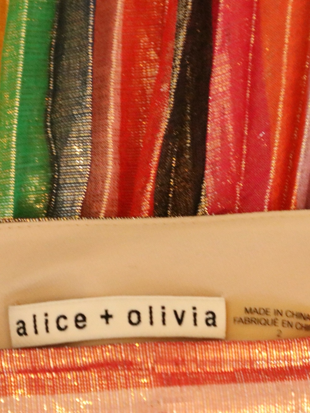 Alice + Olivia Katz Sunburst Pleated Metallic Stripe Midi Skirt - Picture 14 of 16